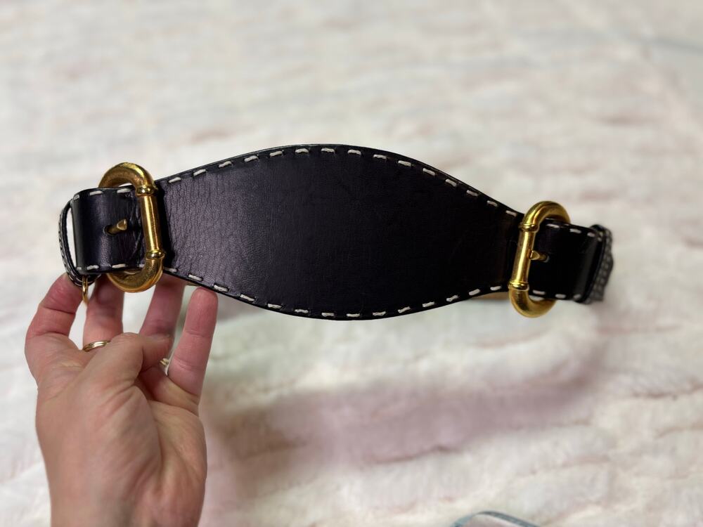 Donna Karan New York Genuine Leather Wide O-Ring Belt Women's One Size Black